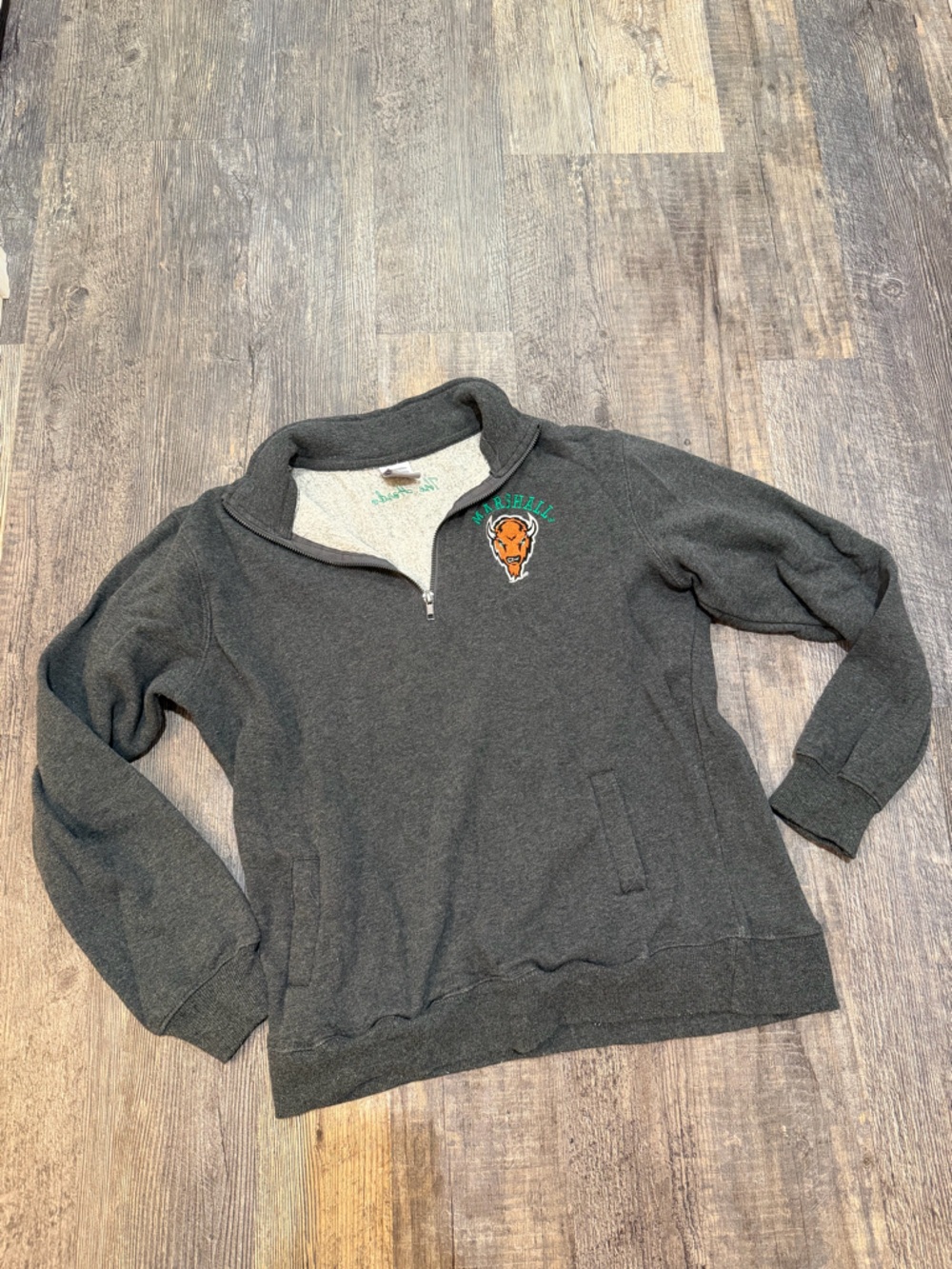 Marshall University Vintage Gray Quarter-Zip Pullover Sweatshirt